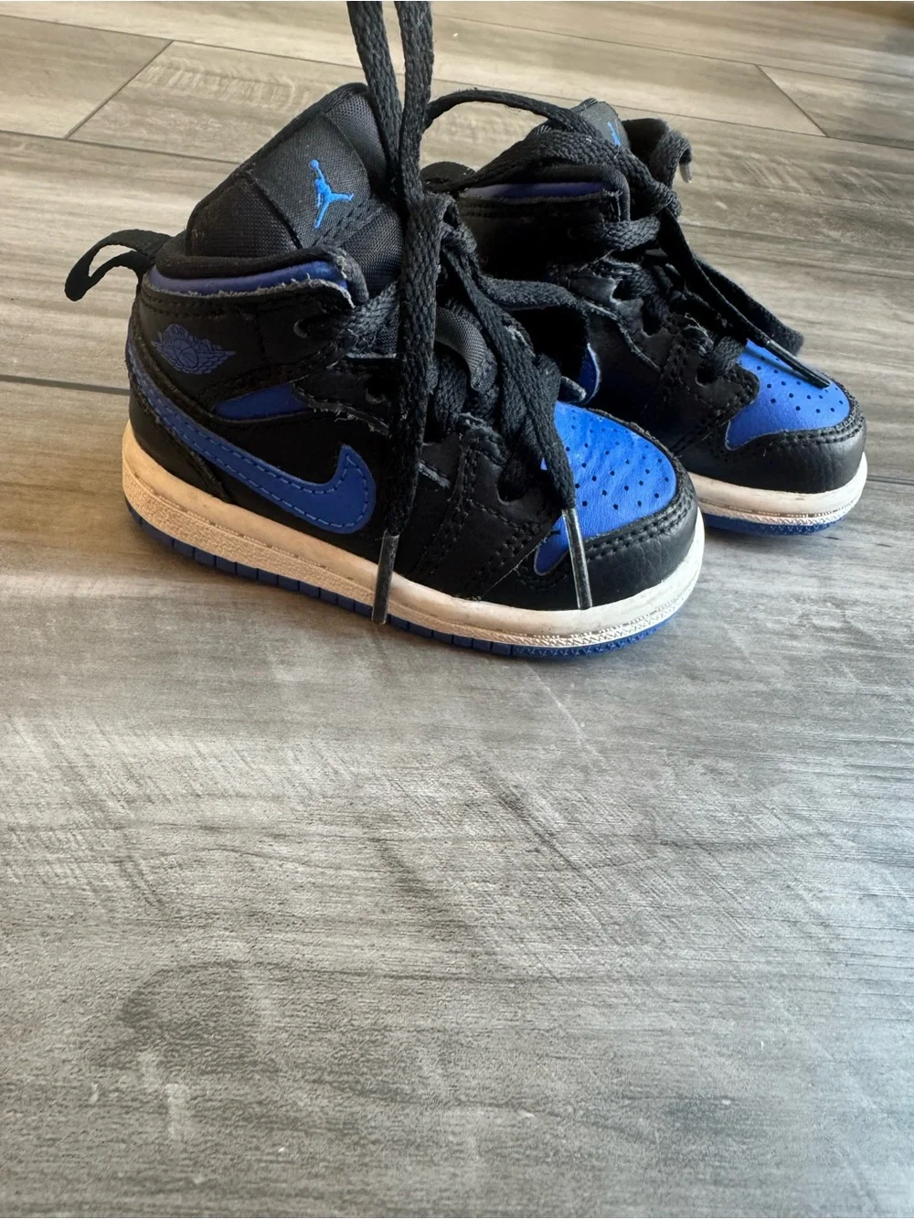 Jordan Kids' Black and Royal Blue High-Top Sneakers